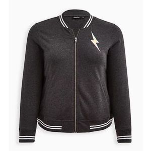 RELAXED BOMBER JACKET - EVERYDAY FLEECE LOVESICK SKULL BOLT CHARCOAL HEATHER
